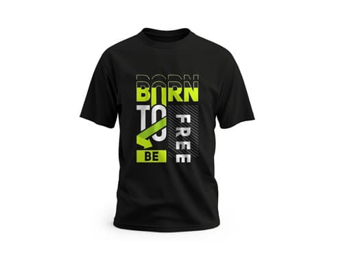 Born to Be Free Graphic T-Shirt for Men & Women – Stylish Black Cotton Casual Tee with Neon Print